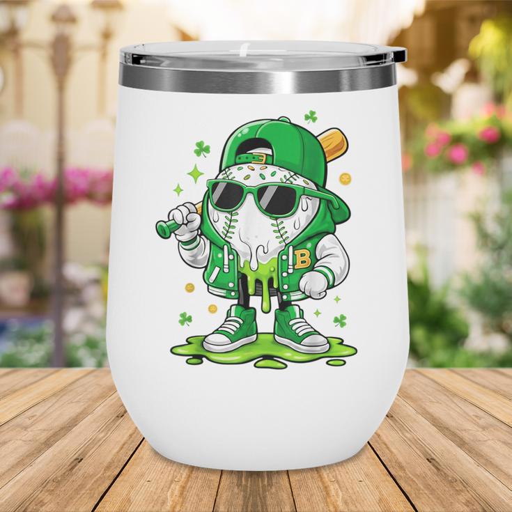 St Patrick Day Baseball Drip Ice Cream Men Boys Kids Wine Tumbler