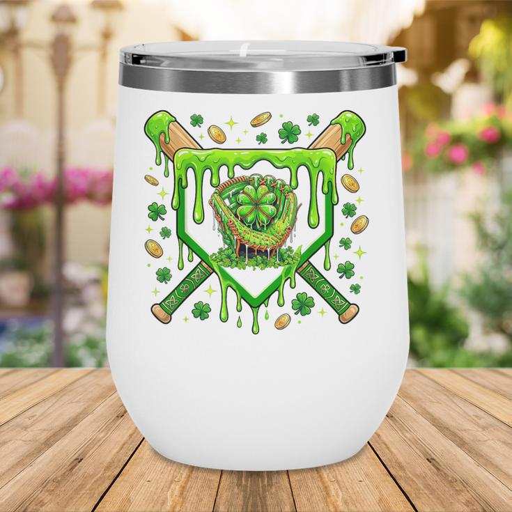 St Patricks Day Baseball Ice Cream Shamrock Baseball Player Wine Tumbler