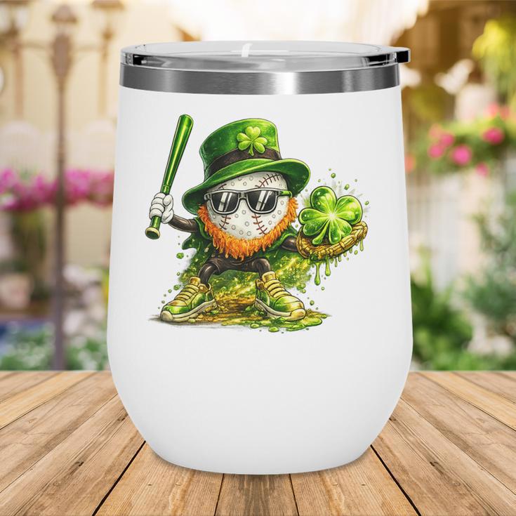 St Patrick’s Day Baseball Shamrock Player Wine Tumbler
