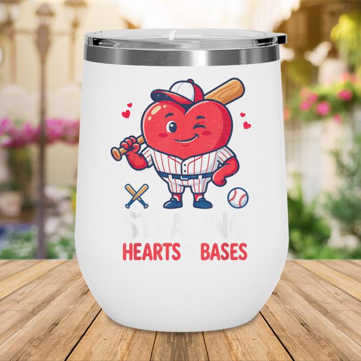 Stealing Hearts And Bases Baseball Player Valentine's Day Wine Tumbler