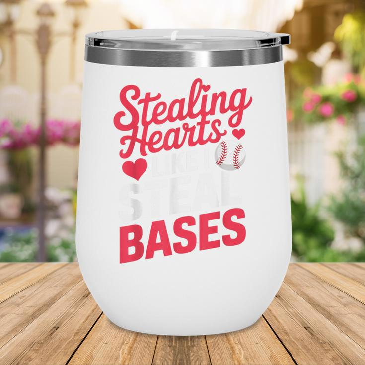 Stealing Hearts Like I Steal Bases Cute Baseball Valentine Wine Tumbler