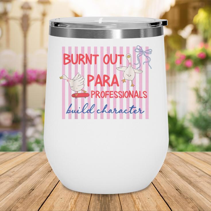 Striped Burnt Out Para Paraprofessional Back To School Wine Tumbler