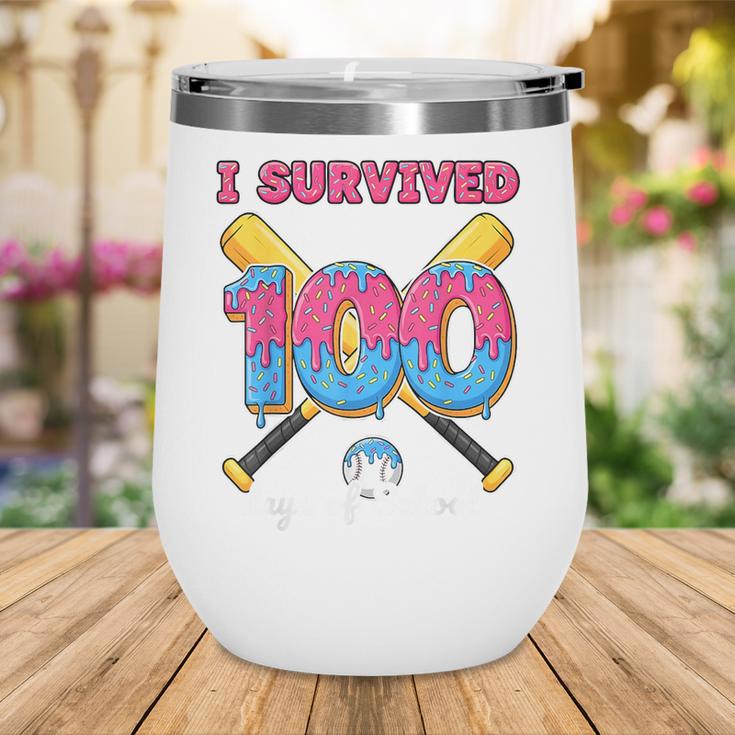 I Survived 100 Days Of School Baseball Cream Drip Boys Wine Tumbler I Survived 100 Days Of School Baseball Cream Drip Boys Wine Tumbler