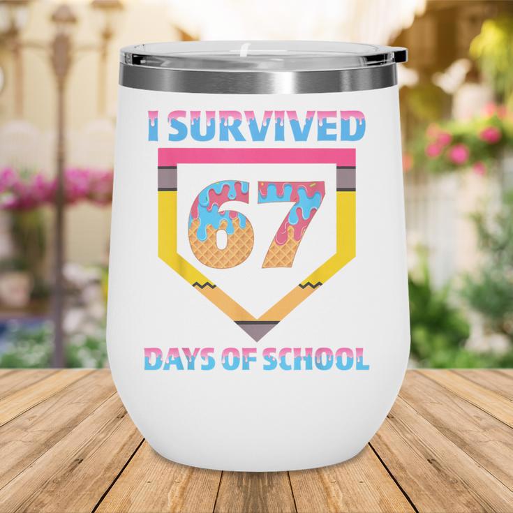 I Survived 67 Days Of School Baseball Trend For Boys Girls Wine Tumbler