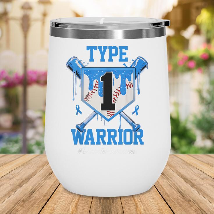 T1D Warrior Baseball Drip Diabetes Awareness Blue Ribbon Wine Tumbler T1D Warrior Baseball Drip Diabetes Awareness Blue Ribbon Wine Tumbler
