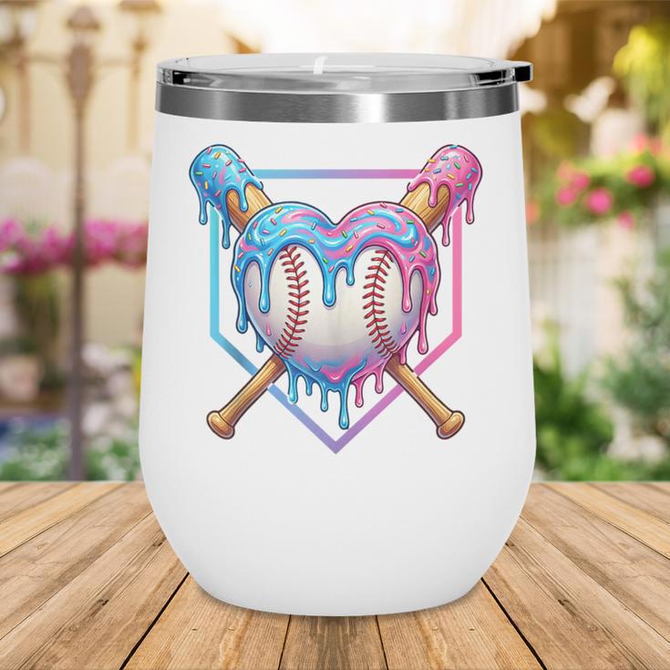 Valentines Baseball Heart Dripping Ice Cream Gen Z Alpha Wine Tumbler