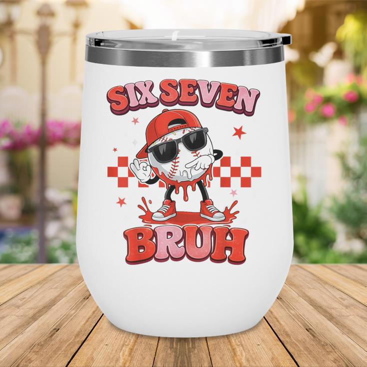Valentines Day Baseball Six Seven 67 Meme Heart Baseball Dab Wine Tumbler