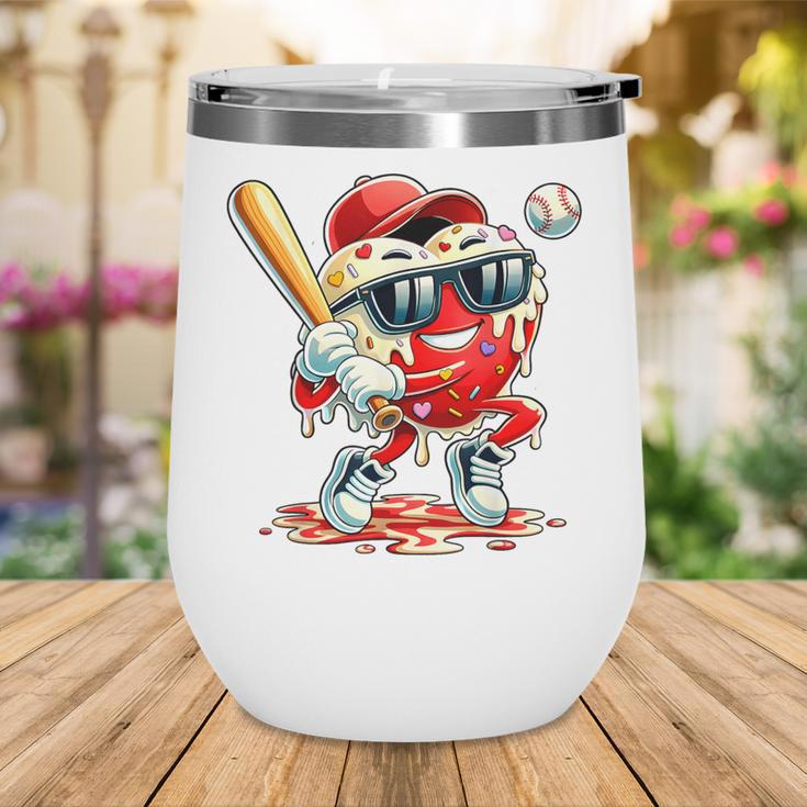 Valentines Day Heart Baseball Drip Ice Cream Boys Kids Men Wine Tumbler