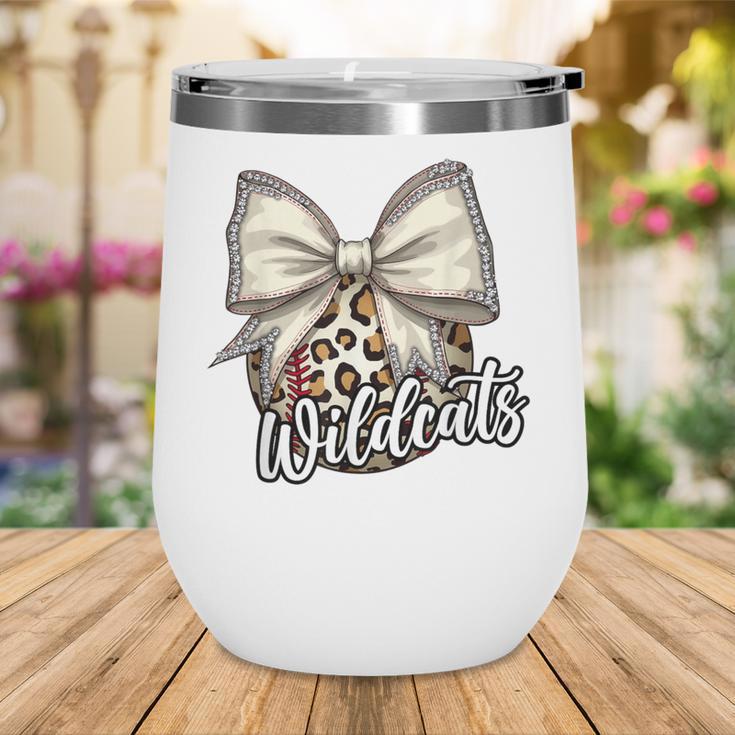 Wildcats Baseball Leopard Print Coquette Bow Mascot Game Day Wine Tumbler