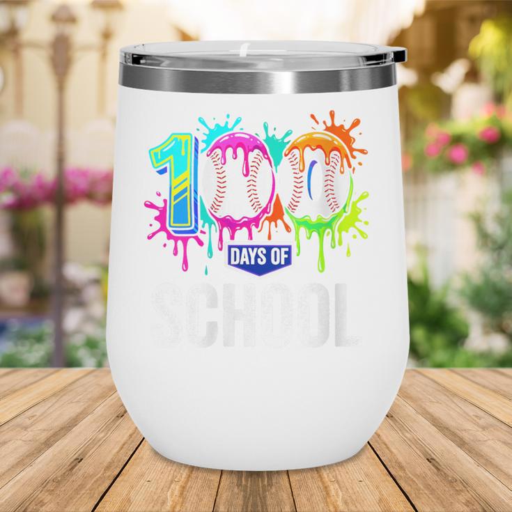 Women's 100 Days Of School Dripping Baseball Boys Kids Teacher Wine Tumbler Women's 100 Days Of School Dripping Baseball Boys Kids Teacher Wine Tumbler