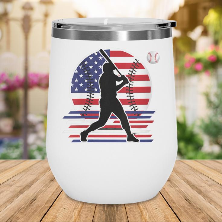 Women's Batter Patriotic American Flag Baseball Silks Wine Tumbler Women's Batter Patriotic American Flag Baseball Silks Wine Tumbler