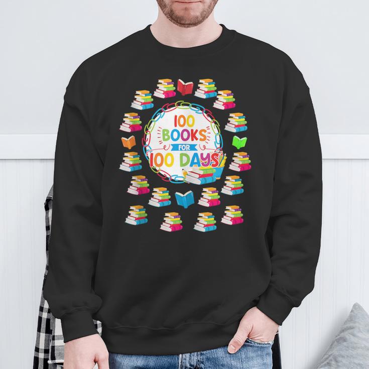 100 Books For 100 Days 100th Day Of School Top Teacher Kid Sweatshirt Gifts for Old Men