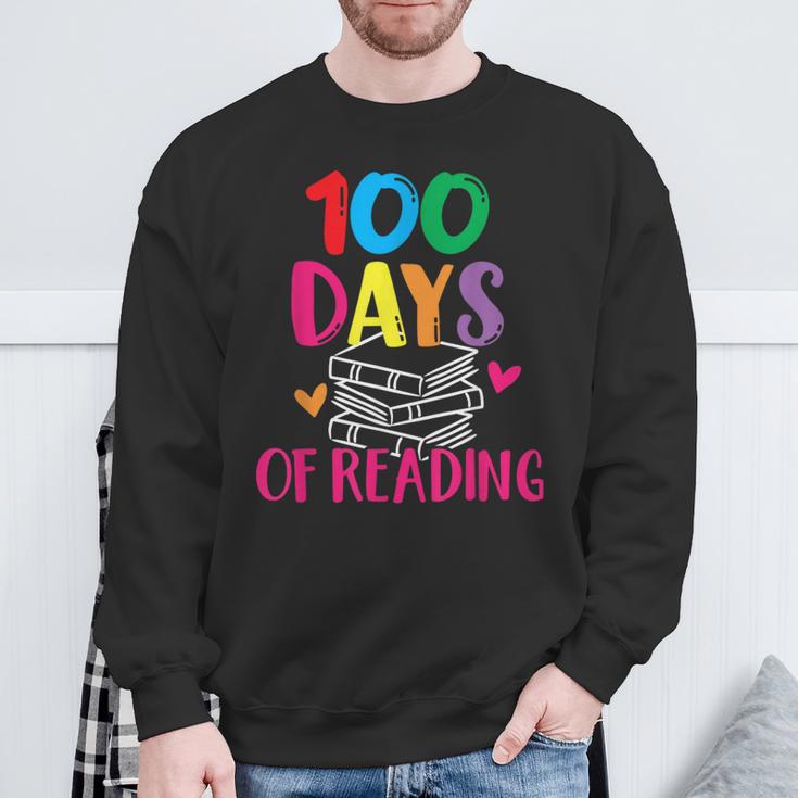 100 Days Of School Reading English Teacher Books Stack Sweatshirt Gifts for Old Men