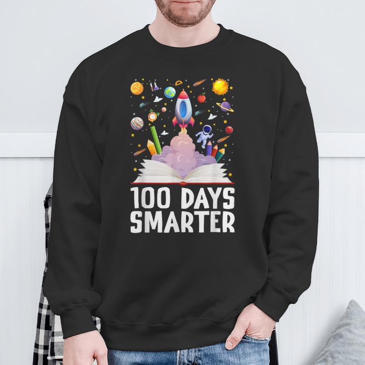 100th Day Of School 100 Days Smarter Books Space Astronaut Sweatshirt Gifts for Old Men