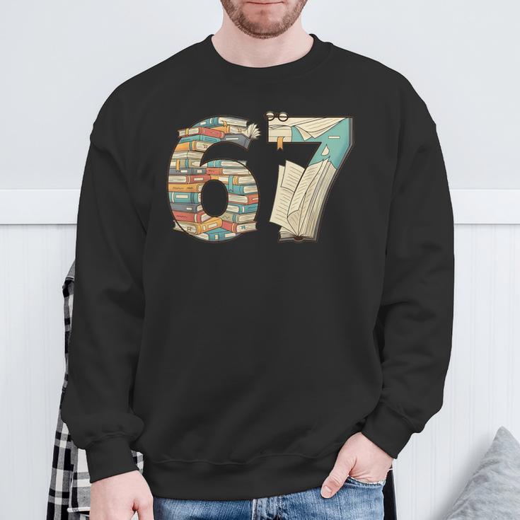 67 Book Stack Literary Adventure Reader Sweatshirt Gifts for Old Men