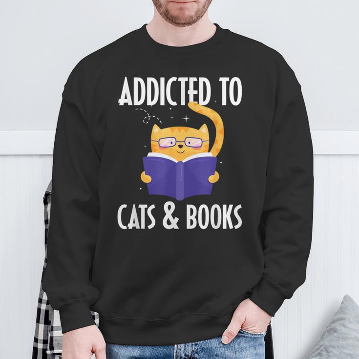 Addicted To Cats And Books Orange Tabby Cat Men Women Kids Sweatshirt Gifts for Old Men Addicted To Cats And Books Orange Tabby Cat Men Women Kids Sweatshirt Gifts for Old Men