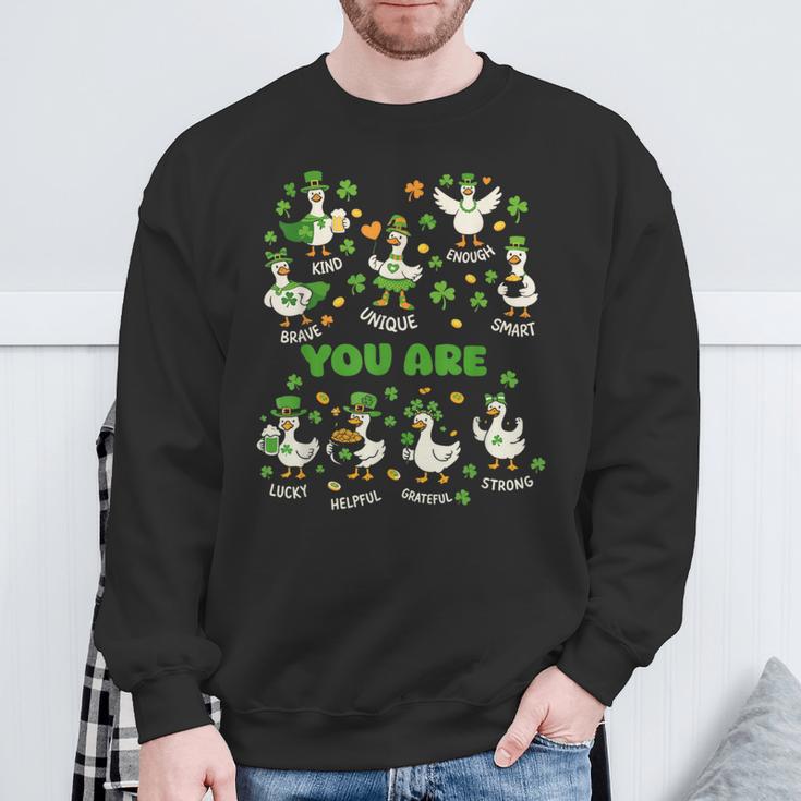 You Are Affirmations Goose StPatrick's Day Book Teacher Sweatshirt Gifts for Old Men