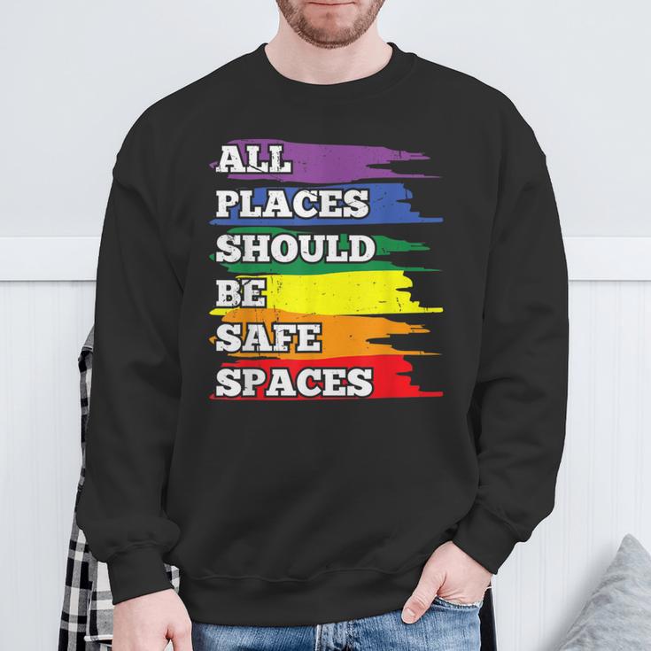 All Placeshould Beafepaces ゲイプライド 同盟国 Lgbtq Month スウェットシャツ 高齢者への贈り物