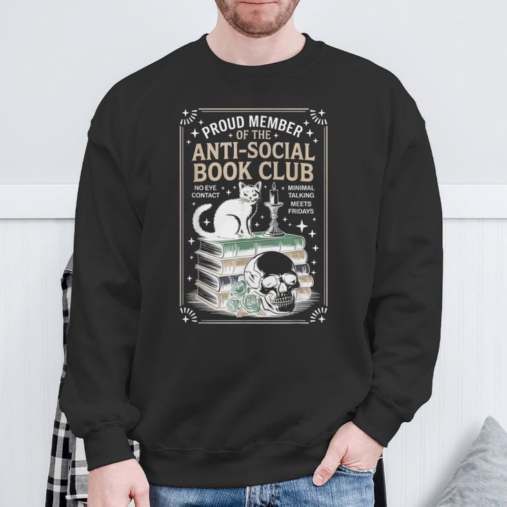 Anti-Social Book-Club Cat Graphic Sweatshirt Gifts for Old Men Anti-Social Book-Club Cat Graphic Sweatshirt Gifts for Old Men