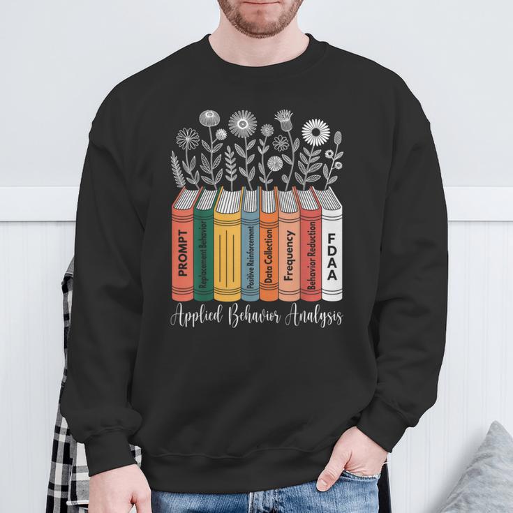 Applied Behavior Analysis ABA Therapist Floral Books Sweatshirt Gifts for Old Men