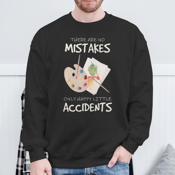 Artist Mistakes Happy Accidents アートパレット 絵画 引用 長袖tシャツ スウェットシャツ 高齢者への贈り物