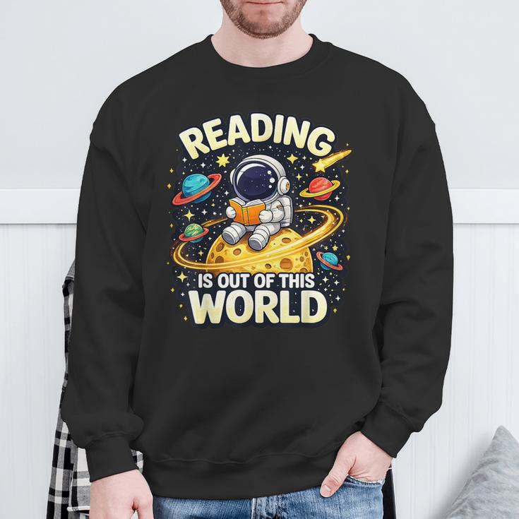 Astronaut Reading Book Lover Space For Men Women Kid Sweatshirt Gifts for Old Men