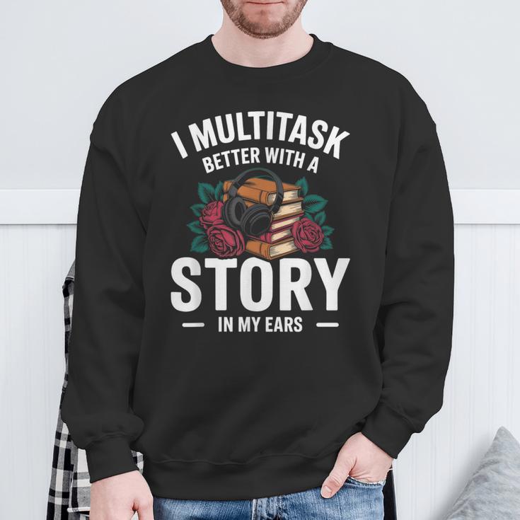 Audiobook Enthusiasts Headphones Flowers Book Club Bookworm Sweatshirt Gifts for Old Men
