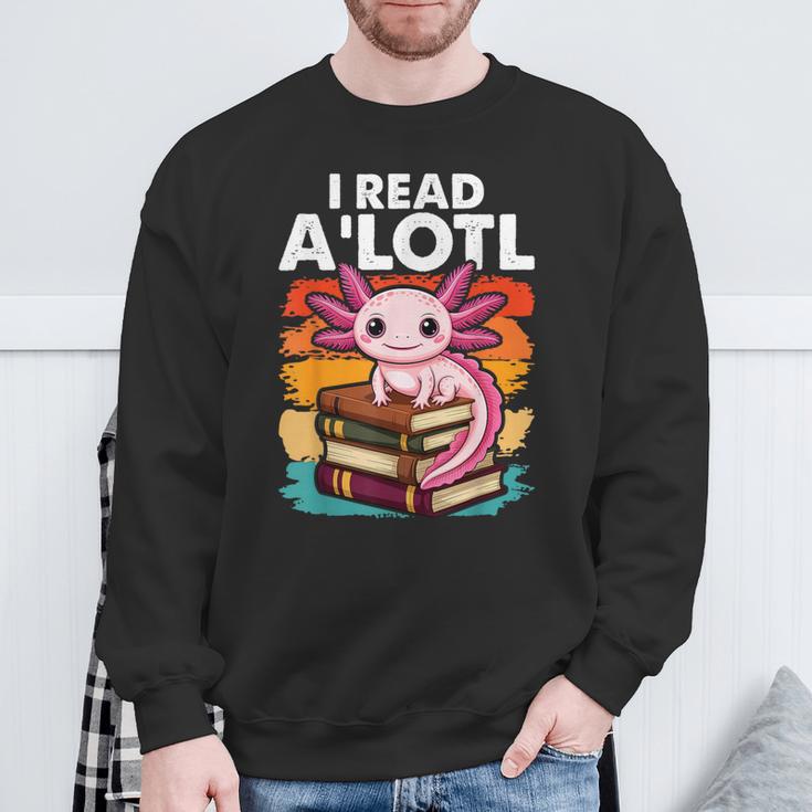 Axolotl Book Lover Librarian Reading Library Readers Sweatshirt Gifts for Old Men