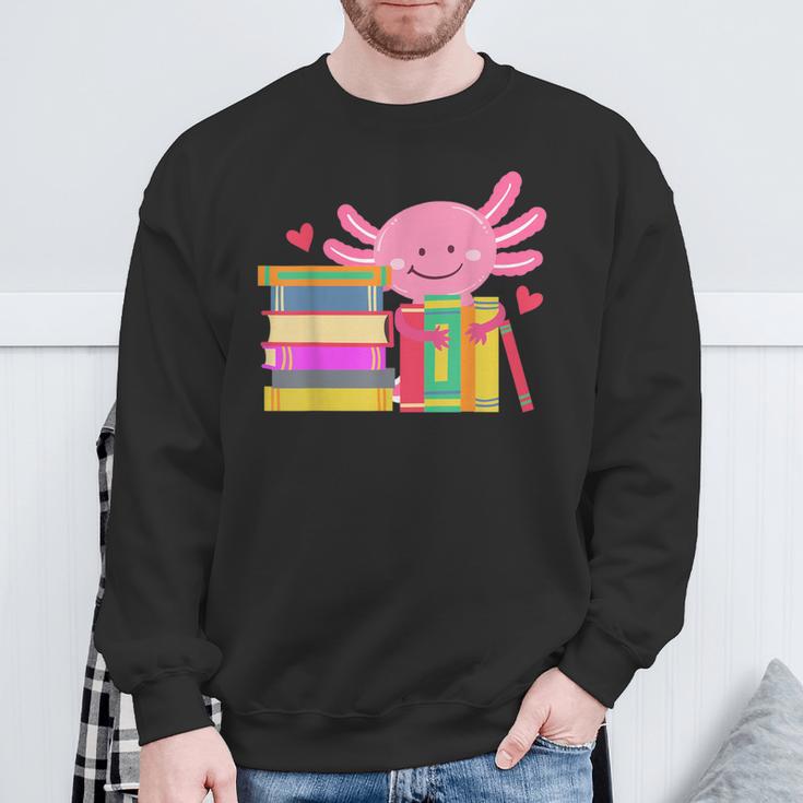 Axolotl Book Reading Librarian English Teacher For Men Women Kids Sweatshirt Gifts for Old Men Axolotl Book Reading Librarian English Teacher For Men Women Kids Sweatshirt Gifts for Old Men