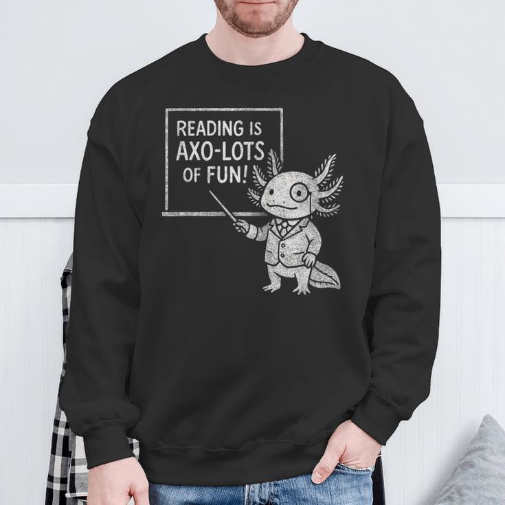 Axolotl Reading Is AXO-Lots Of Fun Book Lover Sweatshirt Gifts for Old Men Axolotl Reading Is AXO-Lots Of Fun Book Lover Sweatshirt Gifts for Old Men