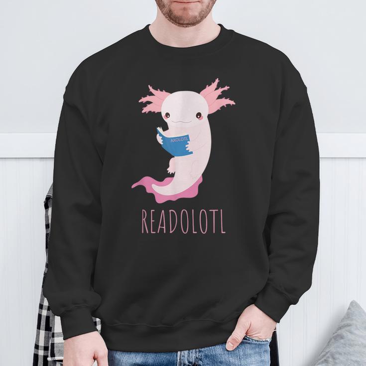 AXOLOTL Reads a Book READOLOTL Bookworm Axolotl Sweatshirt Gifts for Old Men