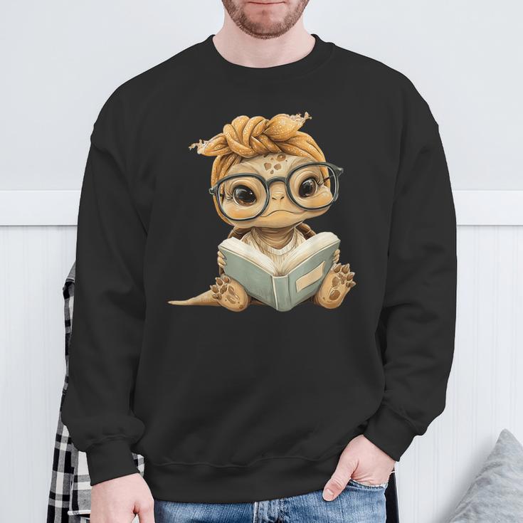 Baby Turtle Open Book Reading Animal Lover Graphic Portrait Sweatshirt Gifts for Old Men Baby Turtle Open Book Reading Animal Lover Graphic Portrait Sweatshirt Gifts for Old Men
