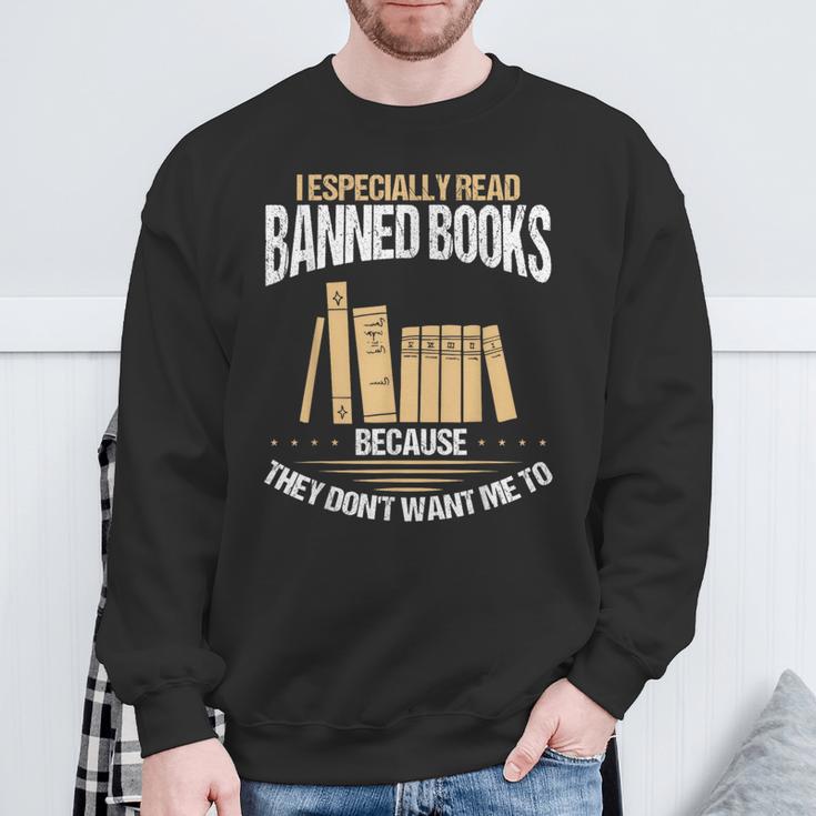 Banned Book Set Book Lover Banned Book List Librarian Sweatshirt Gifts for Old Men