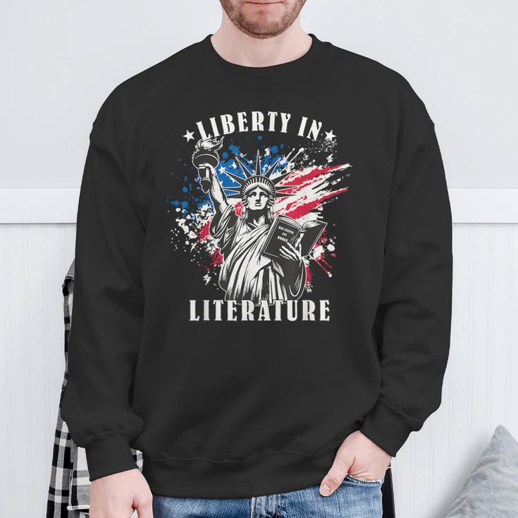 Banned Books Liberty In Literature Book Lover Sweatshirt Gifts for Old Men