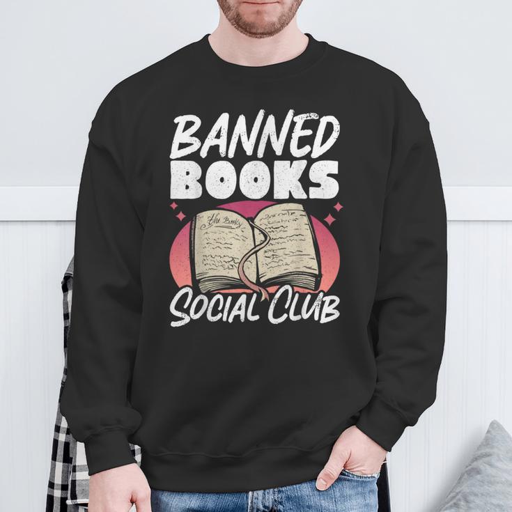 Banned Books Social Club Sweatshirt Gifts for Old Men