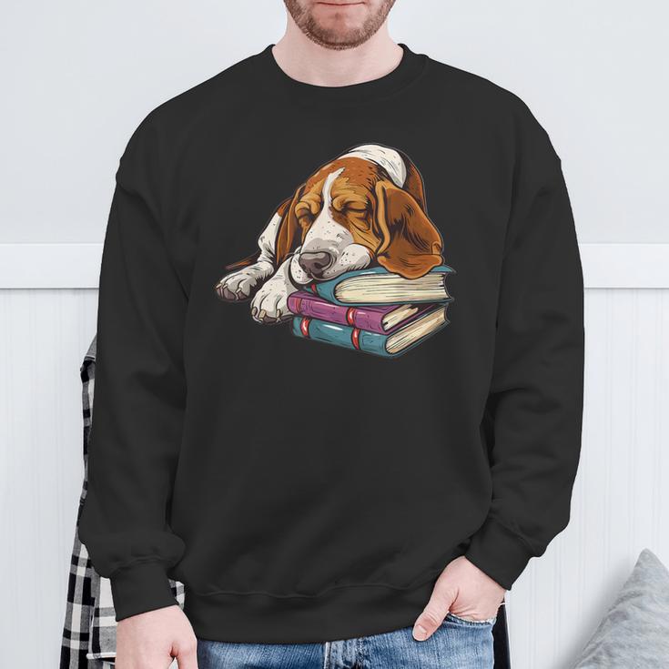 Basset Hound Books Dog Breed Graphic Sweatshirt Gifts for Old Men