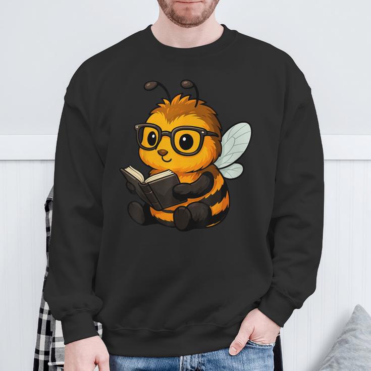 Bee Reading Book Lover Sweatshirt Gifts for Old Men