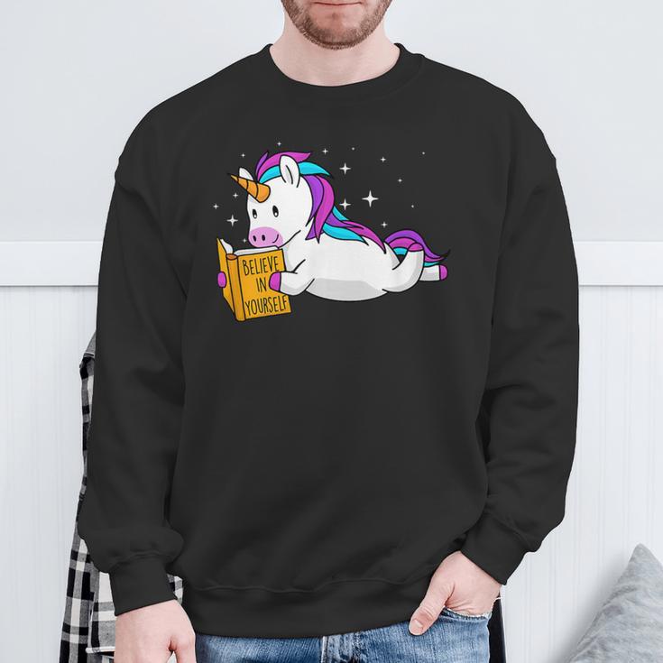 Believe In Yourself Book Lover Reading Bookworm Reader Sweatshirt Gifts for Old Men