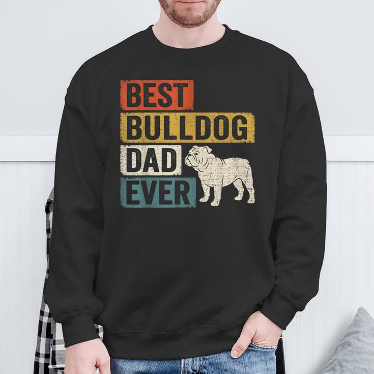 Best Bulldog Dad Ever レトロ ヴィンテージ ブルドッグデザイン スウェットシャツ 高齢者への贈り物