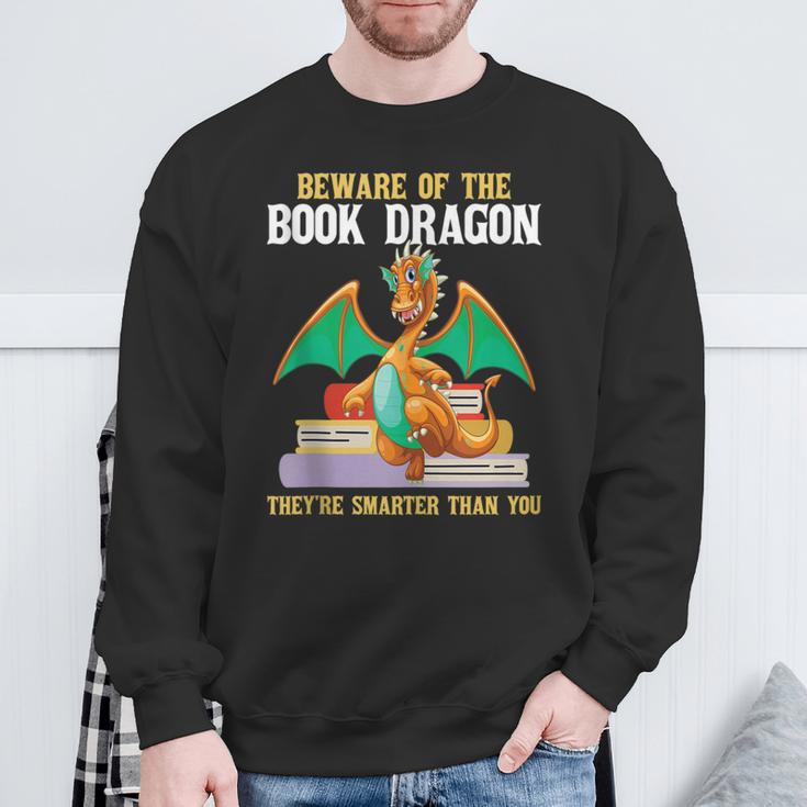 Beware Of The Book Dragon Mythical Creatures Sweatshirt Gifts for Old Men Beware Of The Book Dragon Mythical Creatures Sweatshirt Gifts for Old Men
