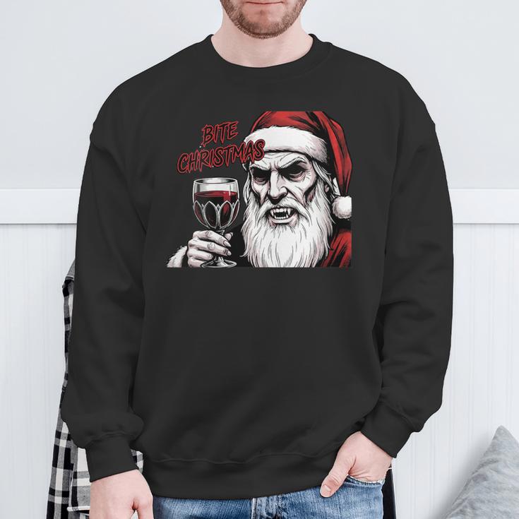 Bite Christmas Vampire Santa Claus Vintage Comic Book Style Sweatshirt Gifts for Old Men