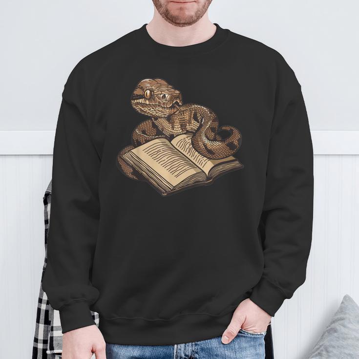 Boa Constrictor Reading A Book Sweatshirt Gifts for Old Men