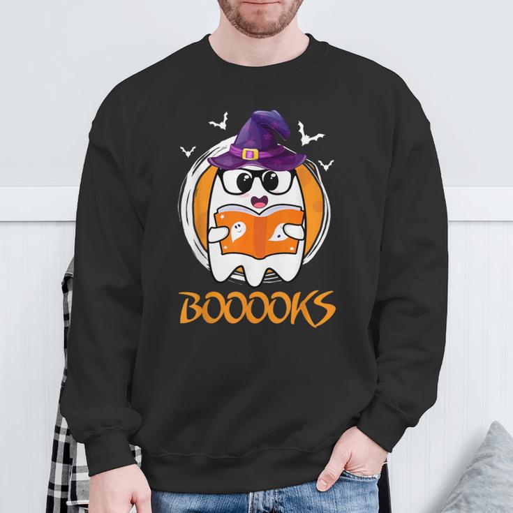 Boo Boooks Ghost Book Reading Halloween 2025 Teacher Sweatshirt Gifts for Old Men