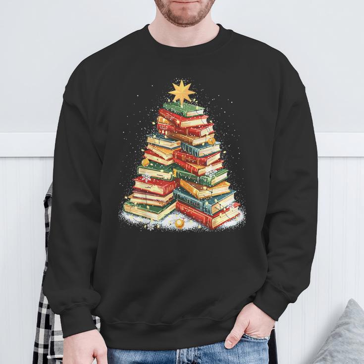 Book Christmas Tree Reading Sweatshirt Gifts for Old Men