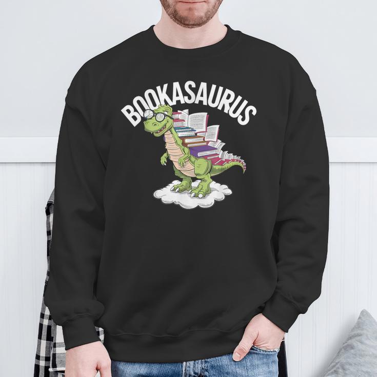 Book Dinosaur T-Rex Bookworm Dino Book Reading Sweatshirt Gifts for Old Men