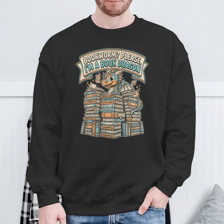 Book Dragon Bookworm Reader Retro Sweatshirt Gifts for Old Men
