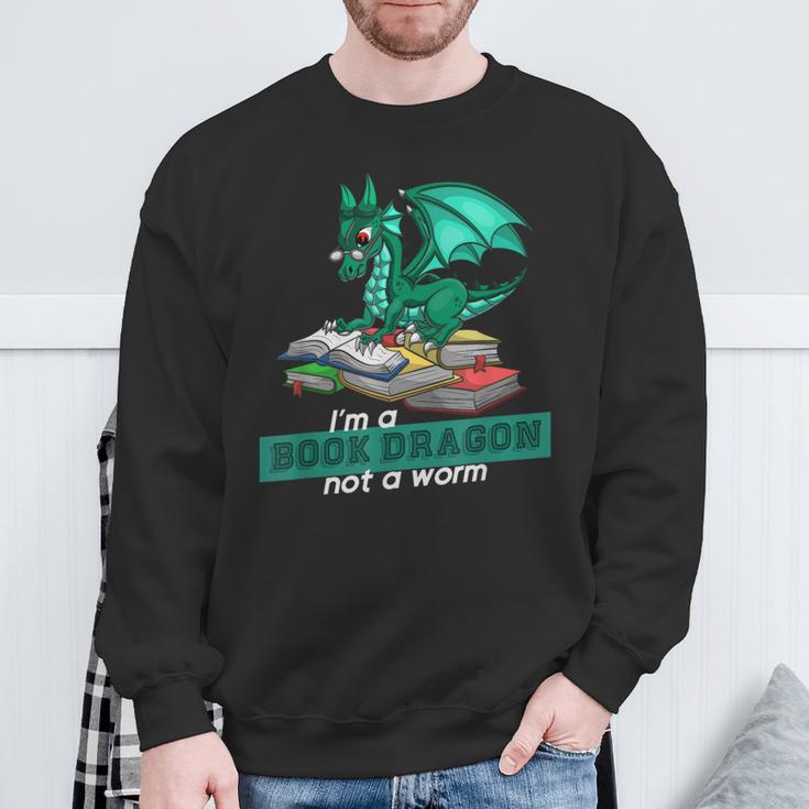 Im A Book Dragon Not A Worm Dragon Sweatshirt Gifts for Old Men