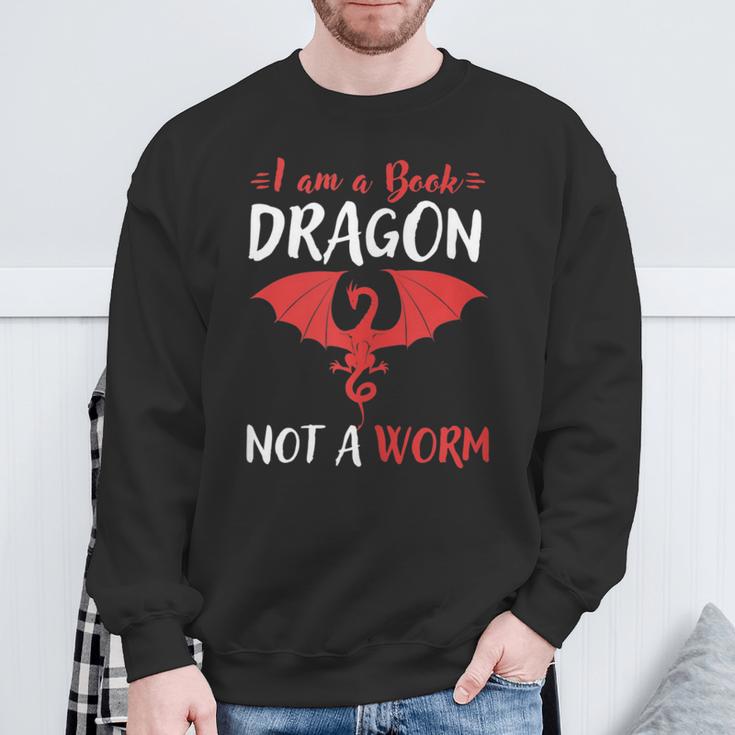 I Am A Book Dragon Not A Worm Sweatshirt Gifts for Old Men I Am A Book Dragon Not A Worm Sweatshirt Gifts for Old Men