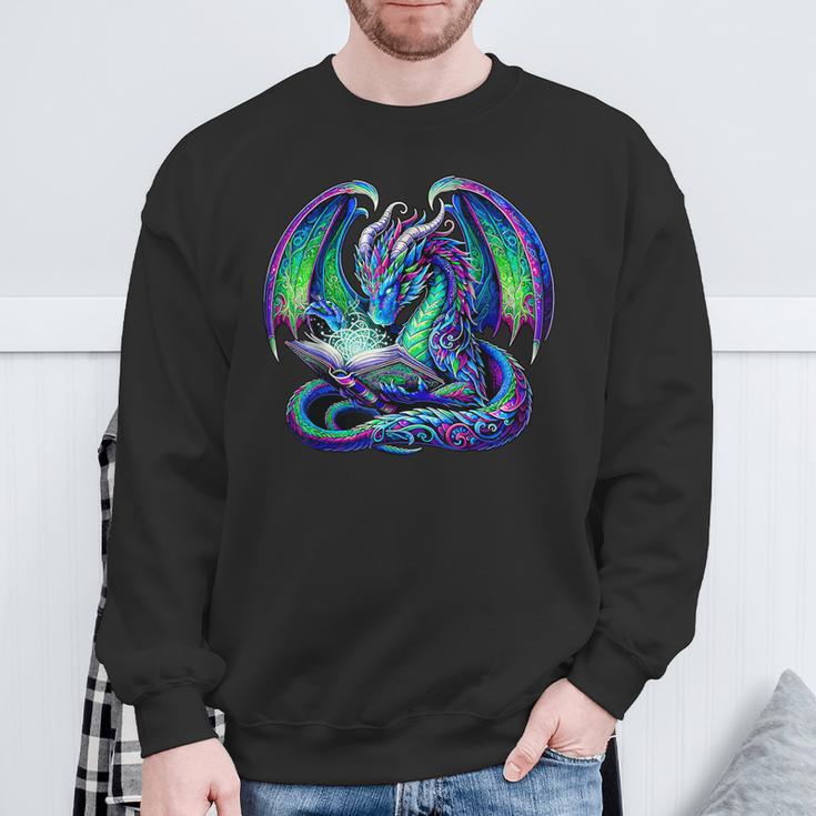Book Dragon Reading Lover Sweatshirt Gifts for Old Men
