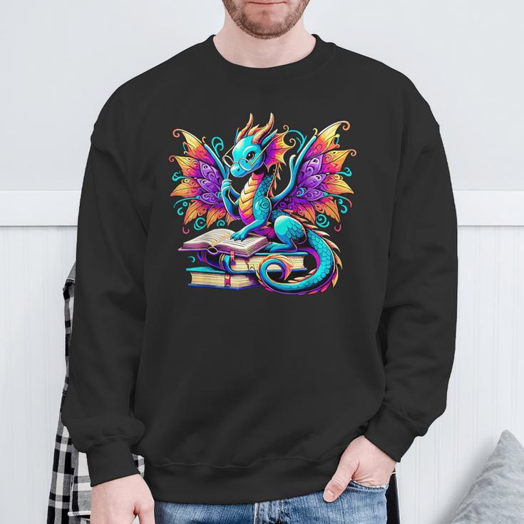 Book Dragon Reading Sweatshirt Gifts for Old Men